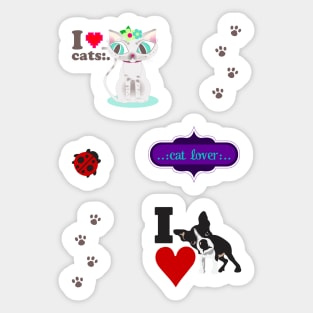 I Love Cats and Dogs:. Sticker